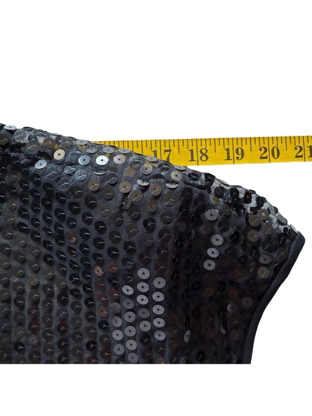 Donna Ricco Cocktail Dress Size 8 Black Sheer Top Sequins Cap Sleeve Above Knee - Picture 14 of 16